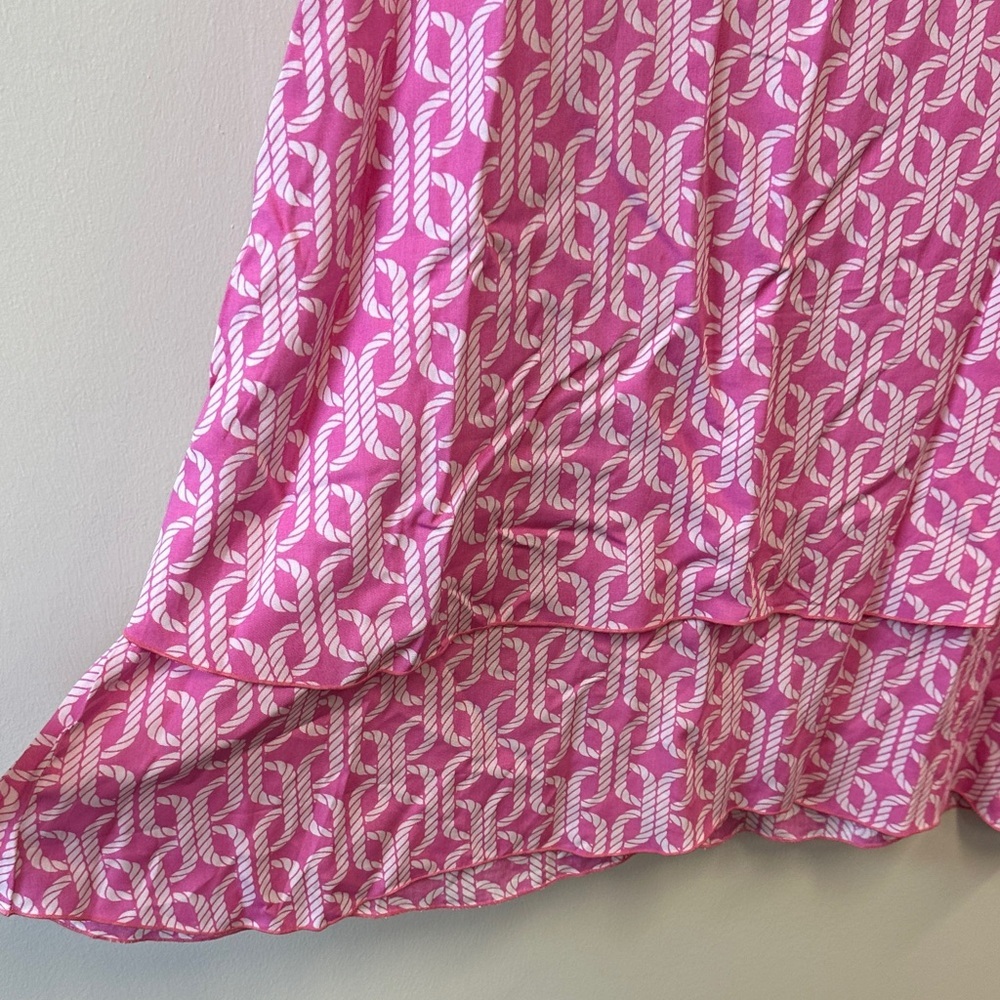 Escapada Sleeveless Michelle Dress Pink Patterned Midi Dress with 2-tiered Hem - Picture 2 of 7